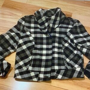 Mario Serrani Black and White Plaid Pea Coat